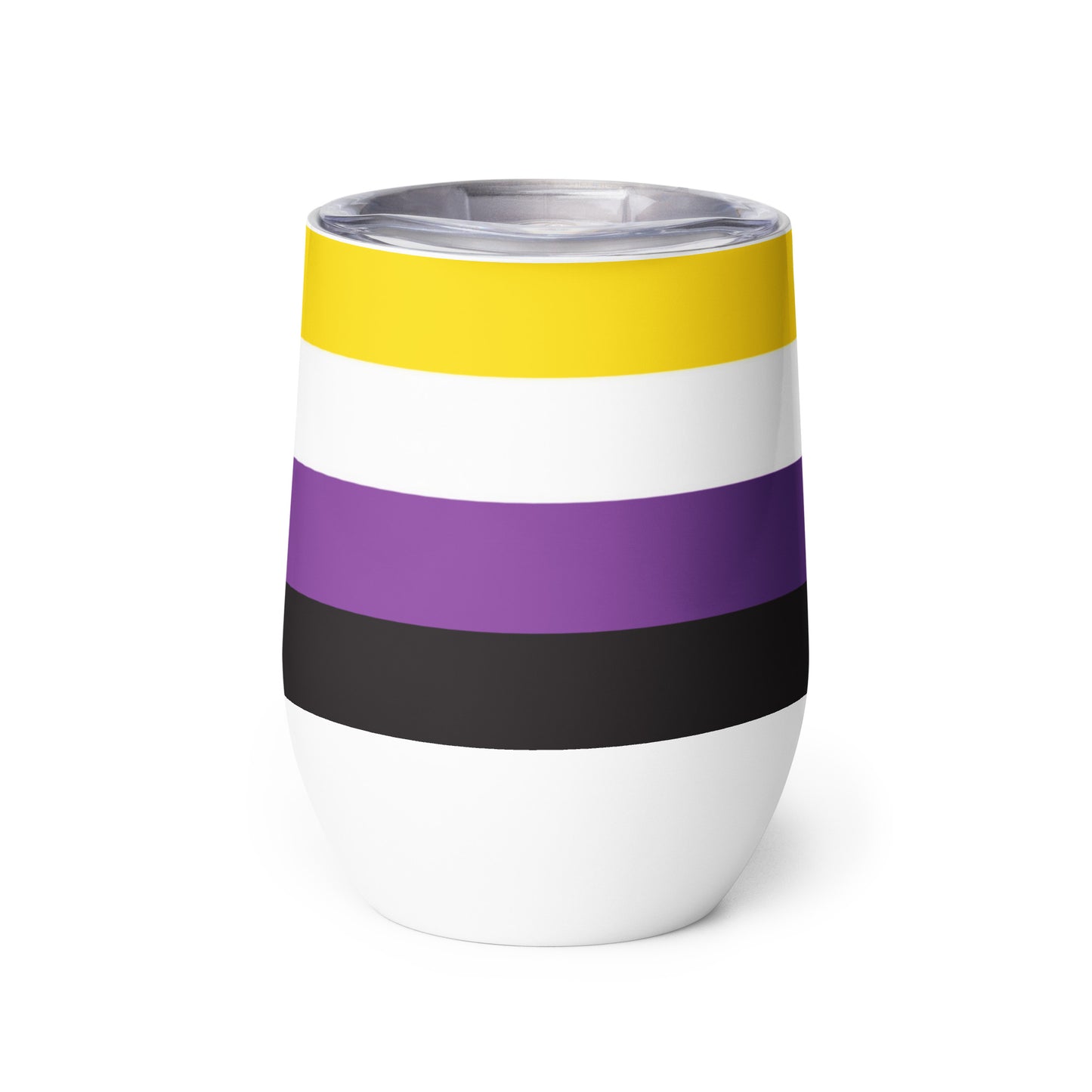 Nonbinary Enby Pride Flag Stainless Steel Wine Tumbler 12oz wine-tumbler-white-back-63784589945fd