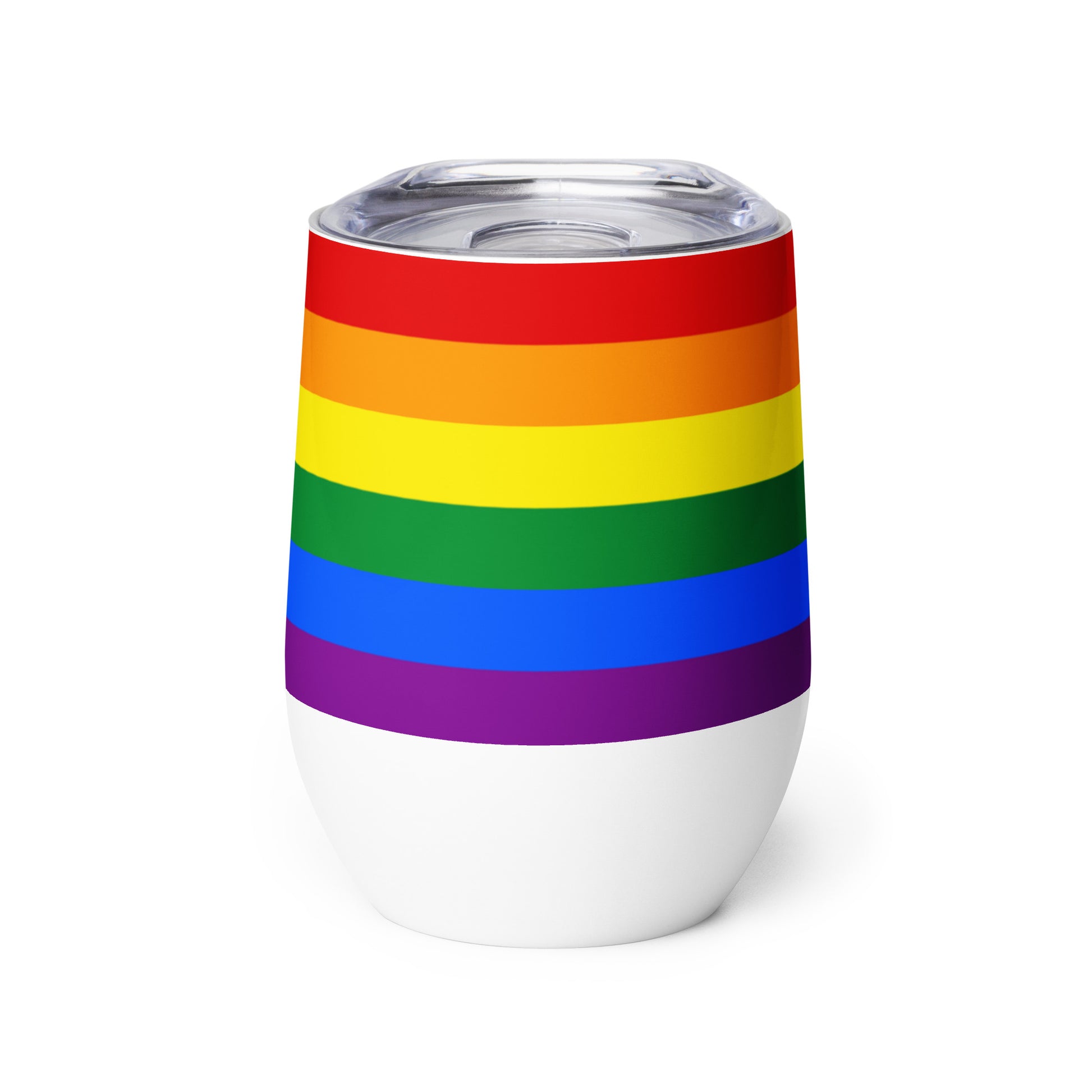 LGBTQ Pride Flag Stainless Steel Wine Tumbler 12oz Pride wine-tumbler-white-front-637844dc877b2