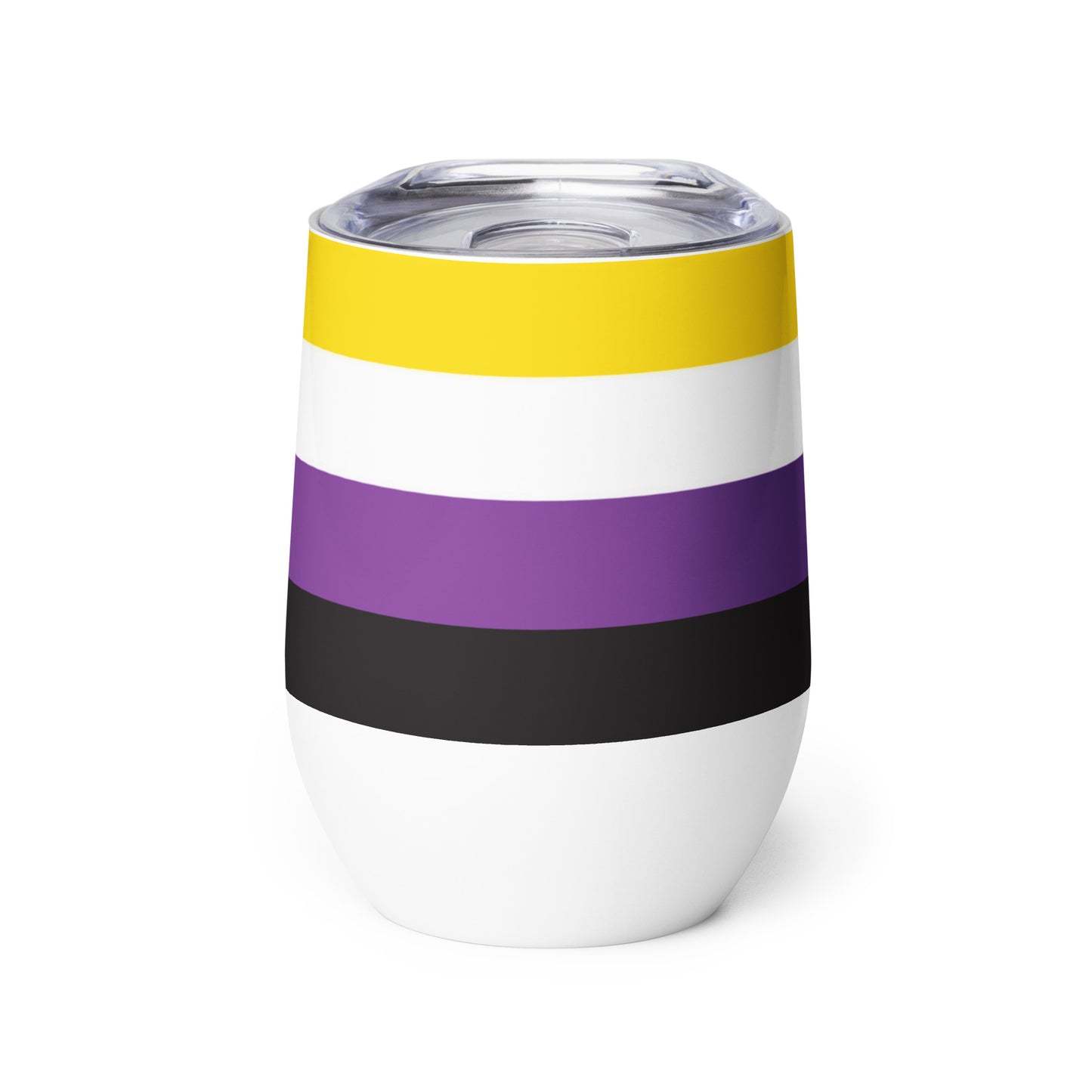 Nonbinary Enby Pride Flag Stainless Steel Wine Tumbler 12oz Nonbinary wine-tumbler-white-front-6378458993215