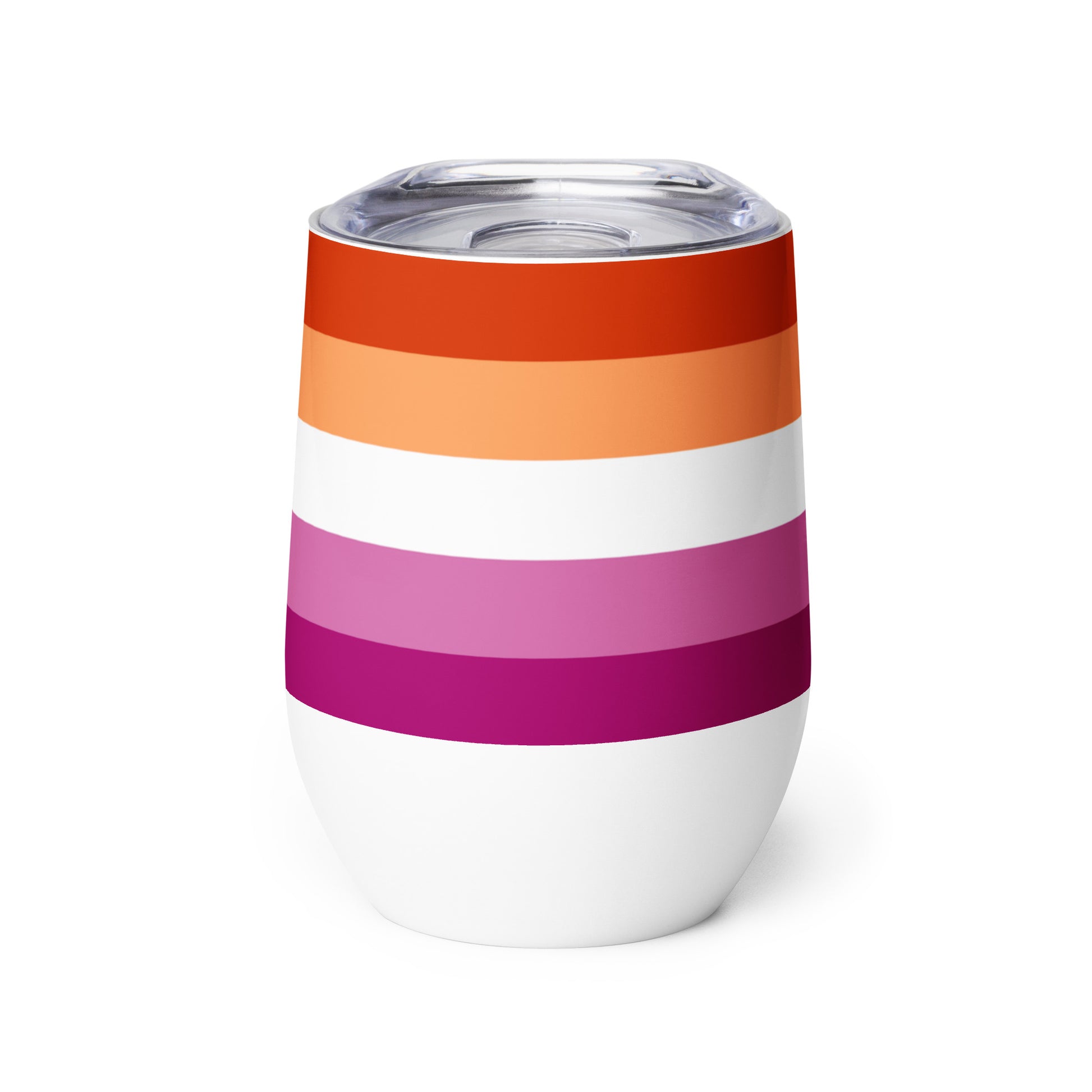 Lesbian Pride Flag Stainless Steel Wine Tumbler 12oz Lesbian wine-tumbler-white-front-637845bba9a06