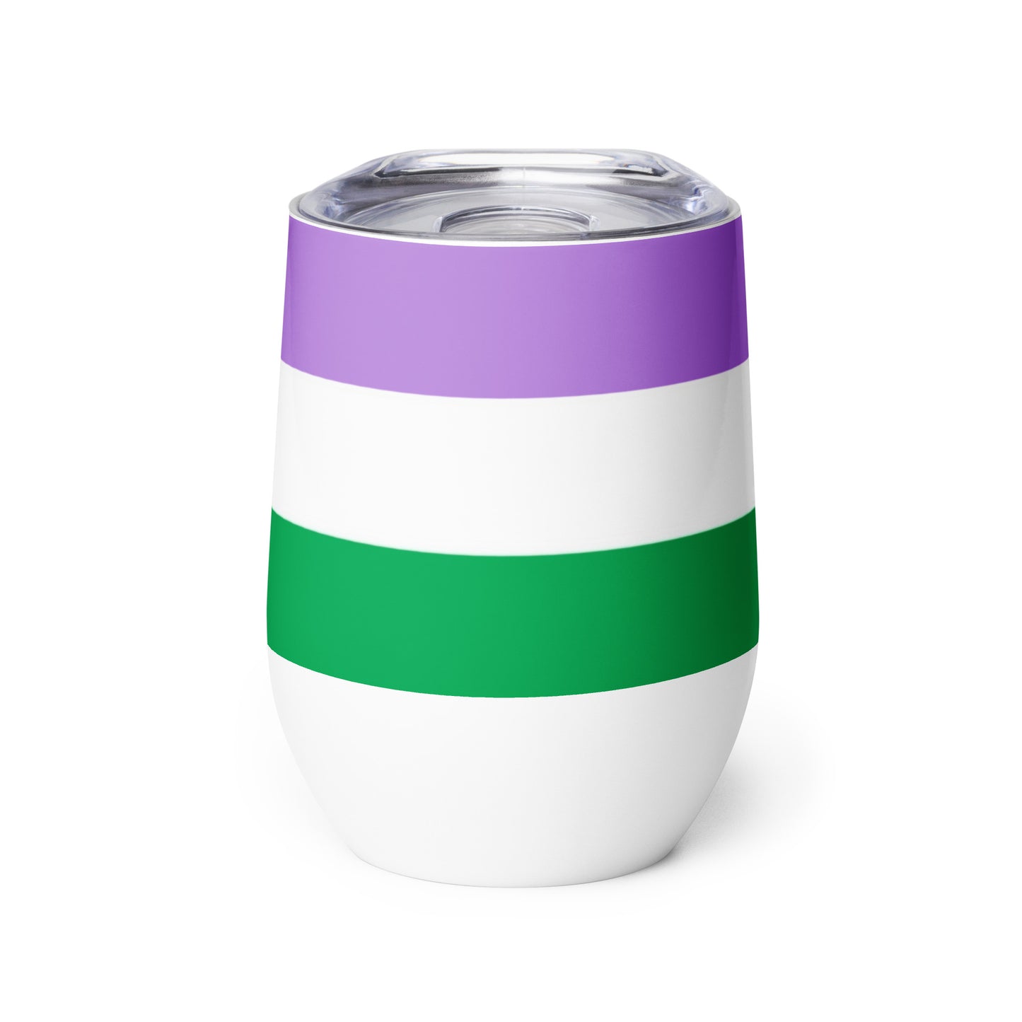 Genderqueer Pride Flag Wine Tumbler 12oz Genderqueer wine-tumbler-white-front-637846129e2b3