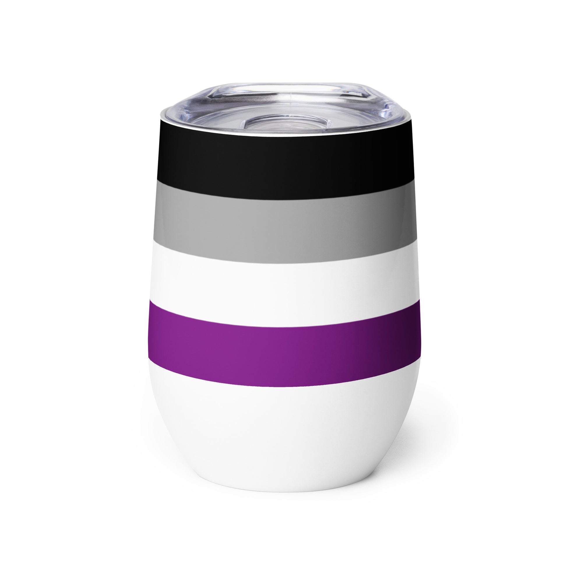 Asexual Ace Pride Flag Stainless Steel Wine Tumbler 12oz Asexual wine-tumbler-white-front-6378473592549