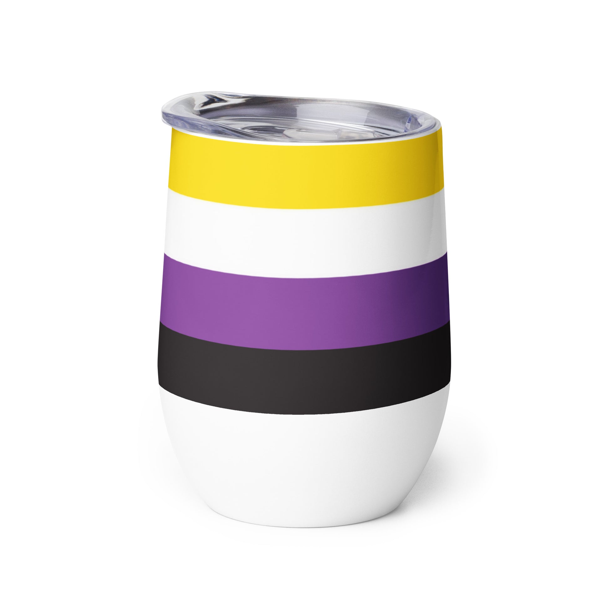 Nonbinary Enby Pride Flag Stainless Steel Wine Tumbler 12oz wine-tumbler-white-left-6378458994790