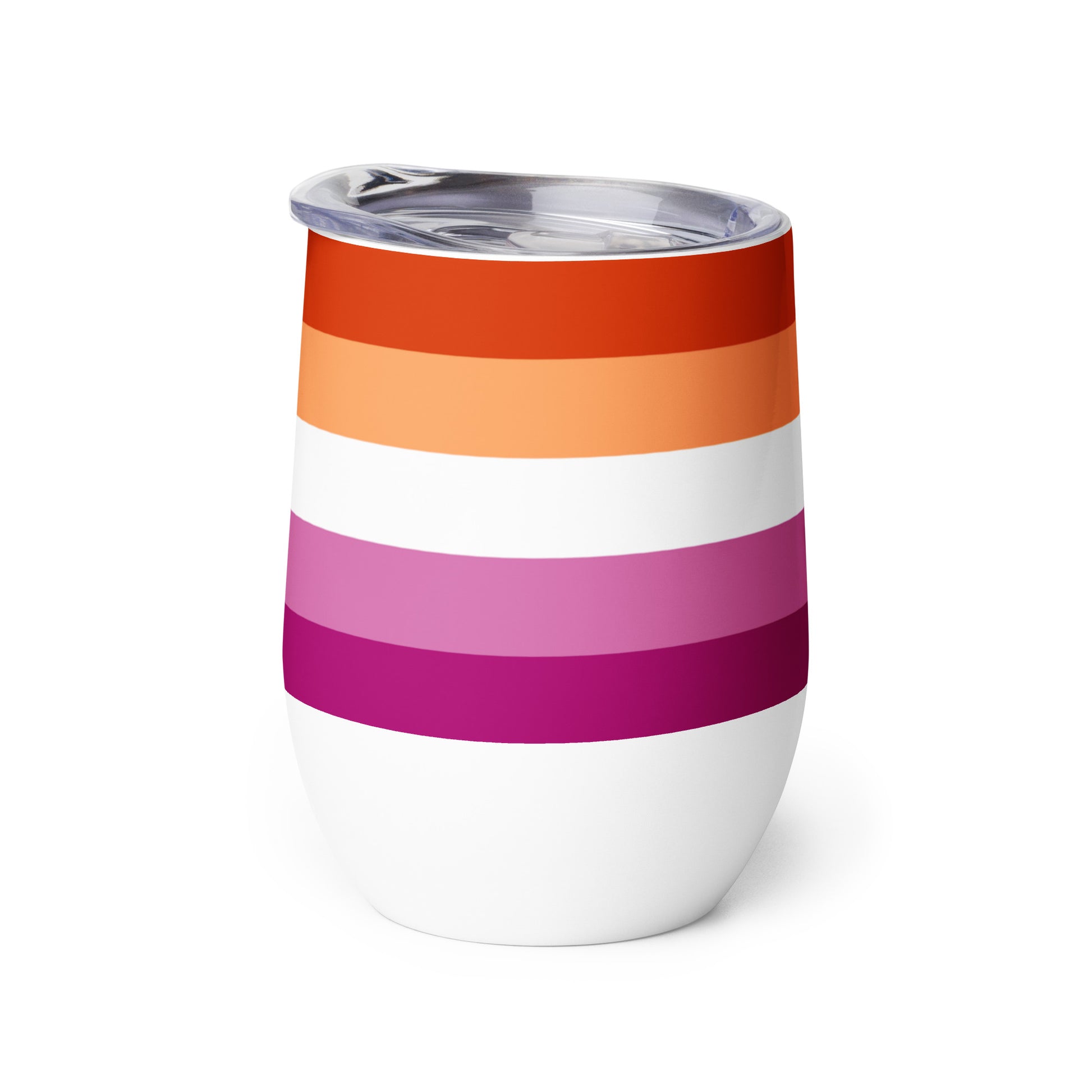 Lesbian Pride Flag Stainless Steel Wine Tumbler 12oz wine-tumbler-white-left-637845bbaa445