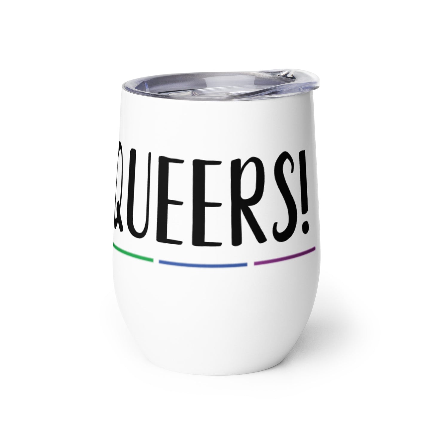 LGBTQ Pride Stainless Steel Wine Tumbler 12oz - Cheers Queers! wine-tumbler-white-right-6373040c87a08