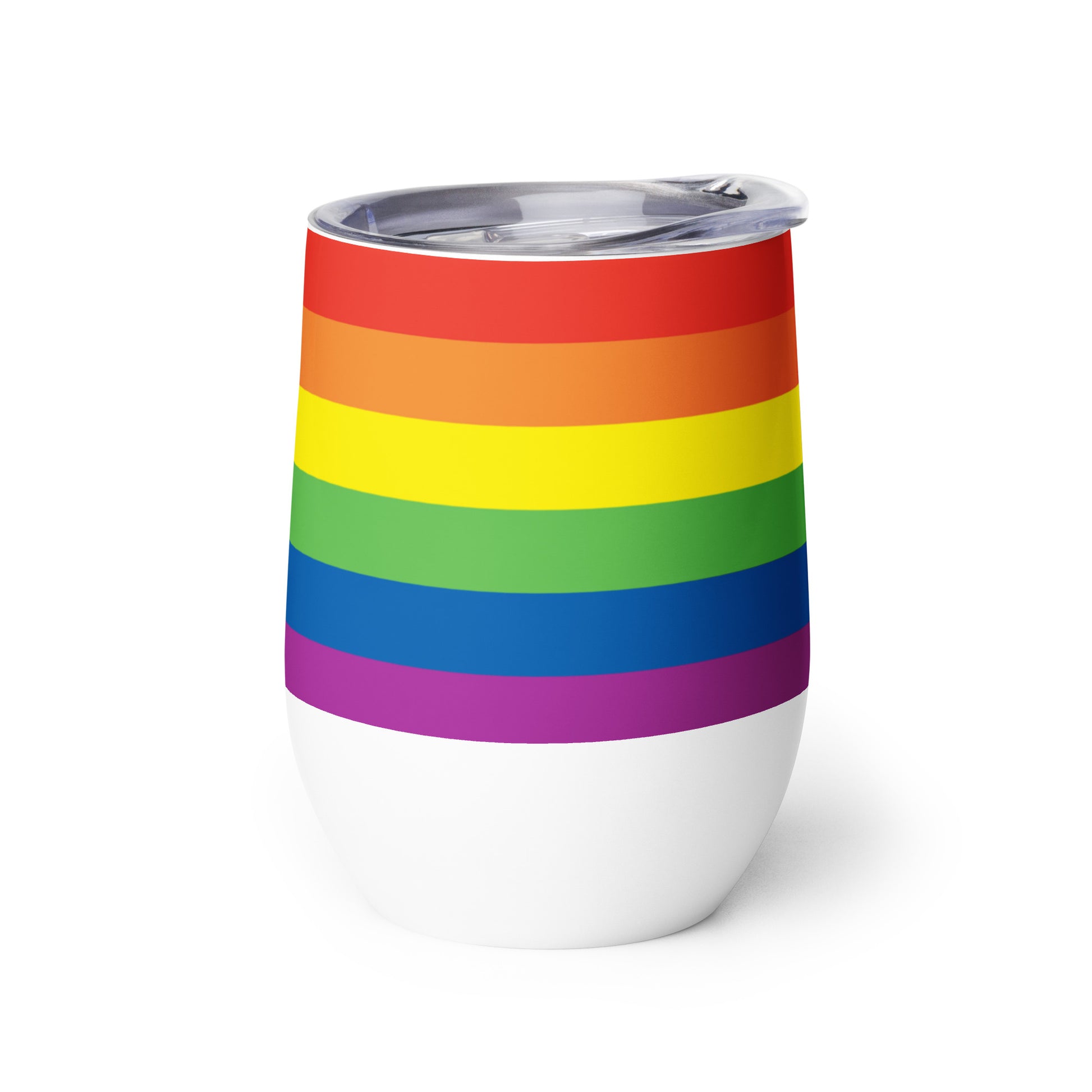 LGBTQ Pride Stainless Steel Wine Tumbler 12oz - Progress Pride Flag Daniel Quasar wine-tumbler-white-right-637844b348535