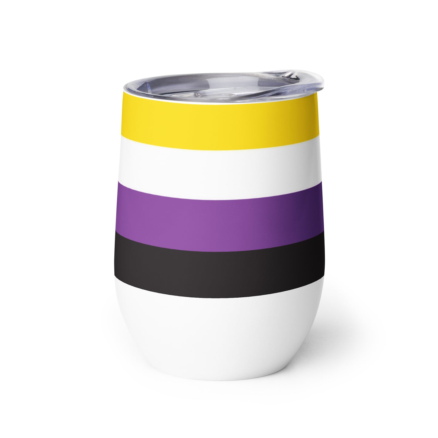 Nonbinary Enby Pride Flag Stainless Steel Wine Tumbler 12oz wine-tumbler-white-right-63784589946d1